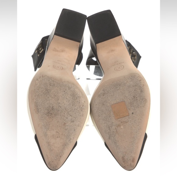 Chanel Lambskin Grosgrain Cap Toe Logo Ankle Strap Pumps Size 40 - Picture 10 of 11